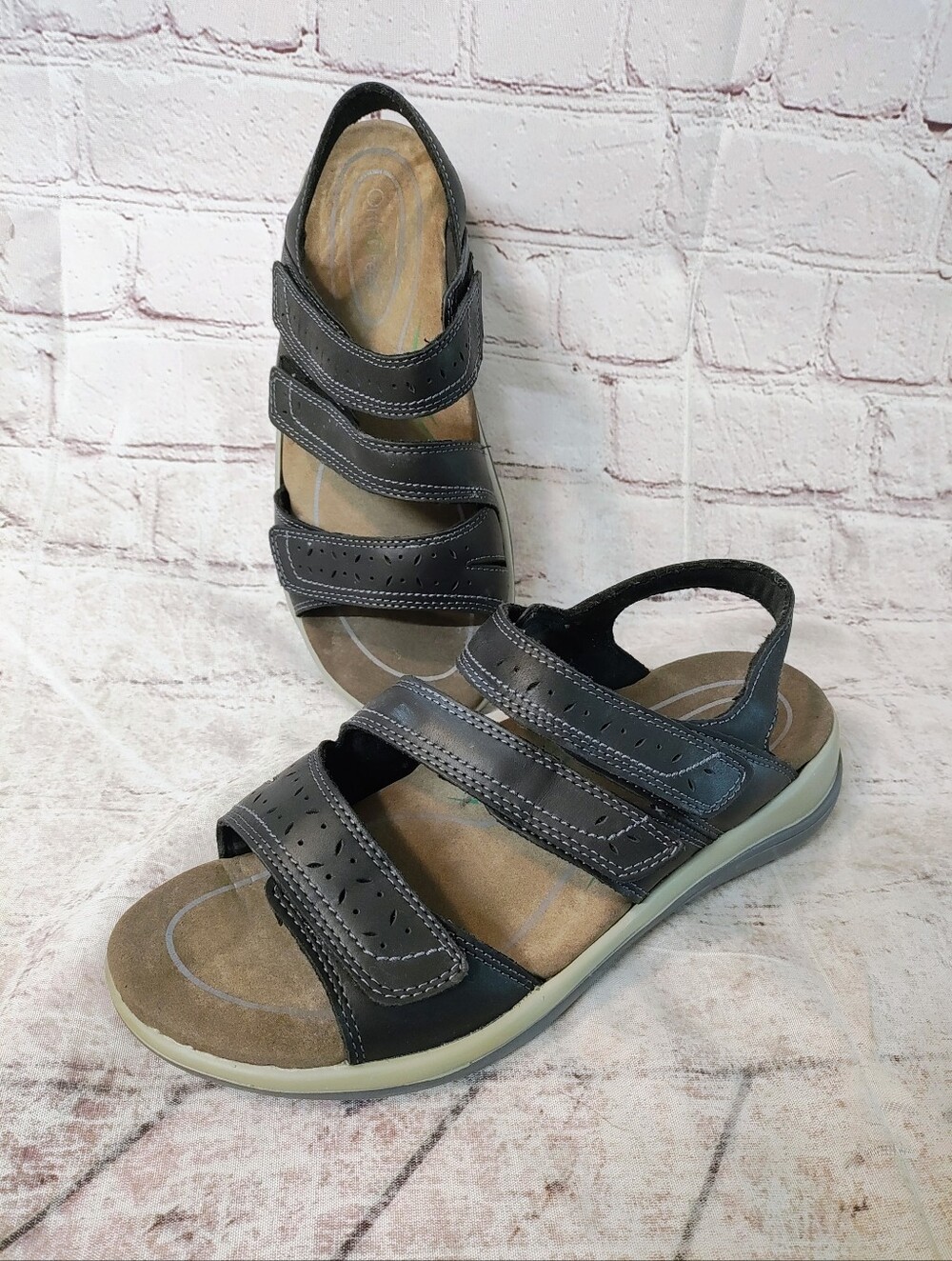 Orthofeet Naxos Mens Orthotic Comfort Sandals  9 Wide Black